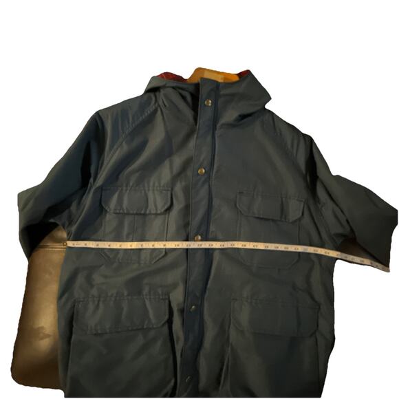 VINTAGE Woolrich Parka Mens L Hooded Wool Blanket lined Gorpcore blue ski alpine - Picture 12 of 12